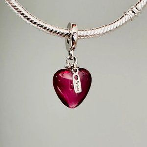 Pandora Love Potion Murano Glass Heart Dangle Charm